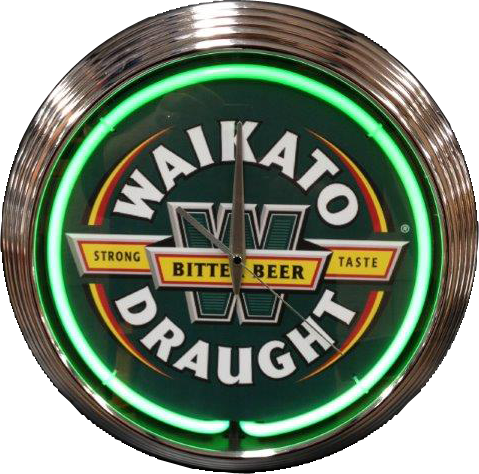 Waikato Draught Neon Clock - (Green NENC-500G, White NENC-500W)