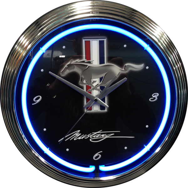 Mustang Neon Clock - (Blue NENC-16B, Red NENC-16R)