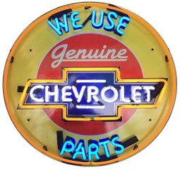 Chevrolet We Use Genuine Parts Neon Sign (with back board) - NEA-006