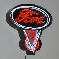 Ford V8 Neon Sign (in steel can) - NEA-052