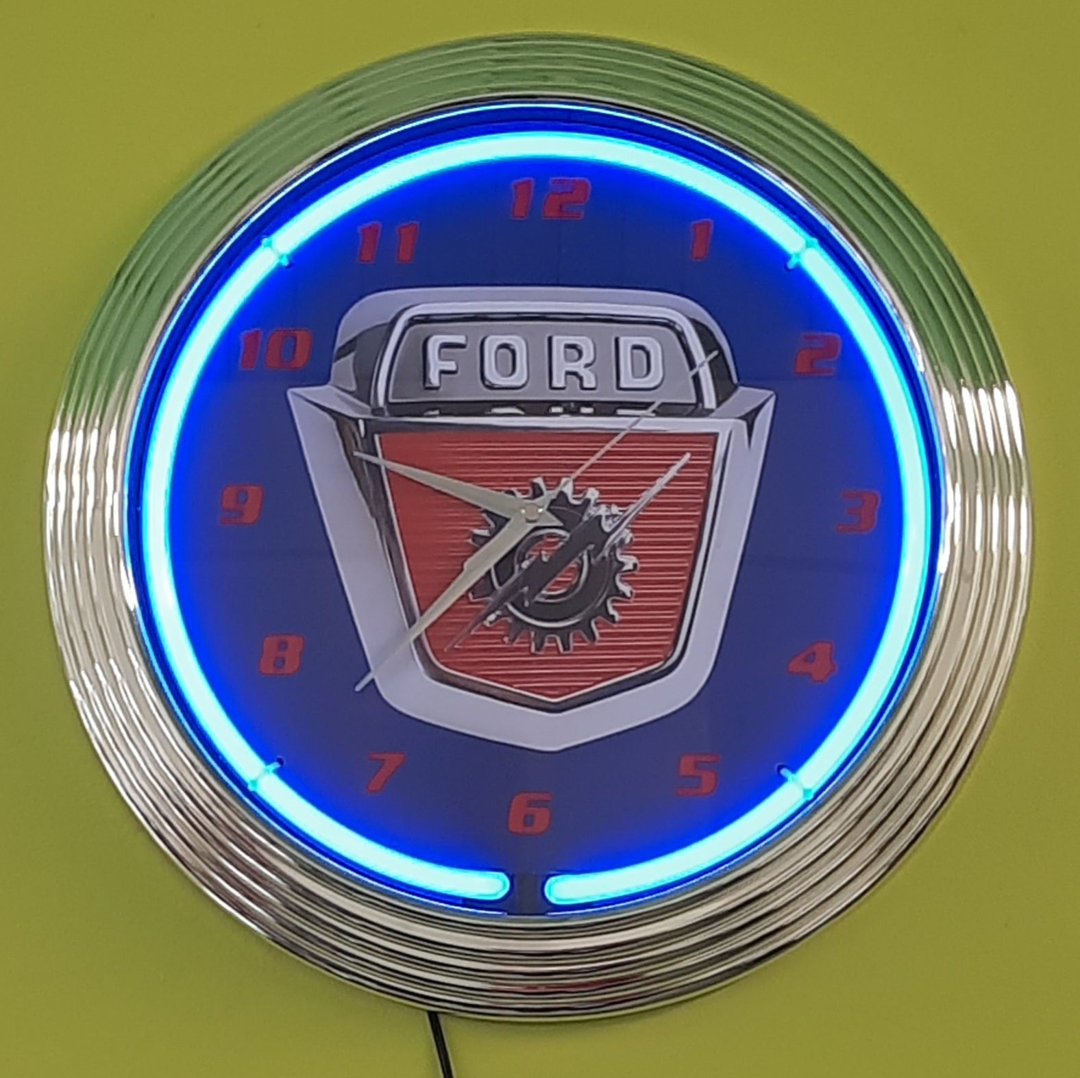 Ford Mustang nostalgic logo neon wall clock shops