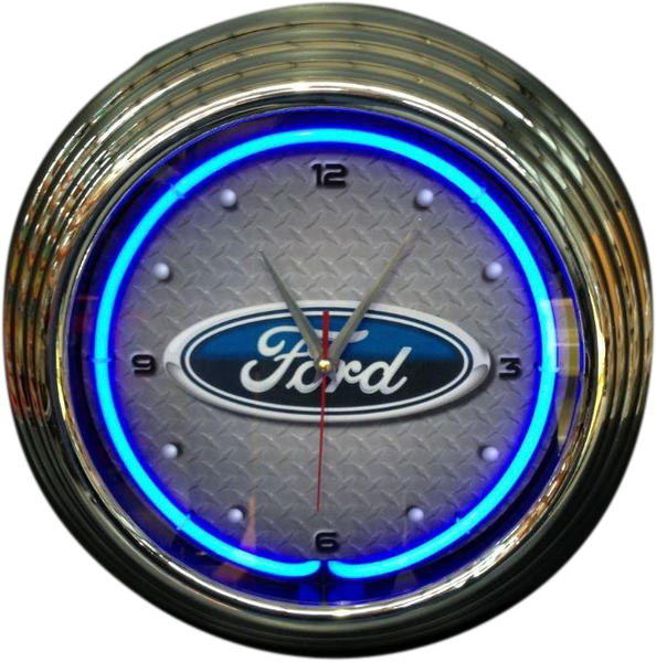 Ford Oval Neon Clock (Blue-NENC-114B, White-NENC-114W)