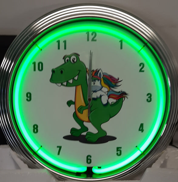 Dinosaur with Unicorn Neon Clock -NENC-163