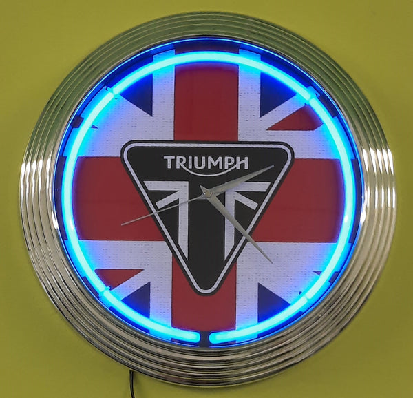 Triumph Union Jack Neon Clock (Blue NENC-522B, Red NENC-522R, White NENC-522W)