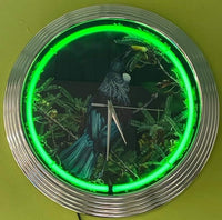 Tui in a Kowhai Tree Neon Clock (Green NENC-547G, White NENC-547W)