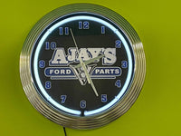 Ajay's Ford V8 Parts Neon Clock - NENC-AJAY