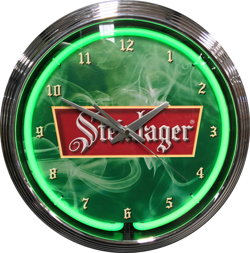 Steinlager Neon Clock (Green NENC-503G. White NENC-503W)
